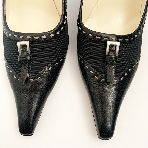 VINTAGE PRADA POINTY BUCKLE THREAD HEEL - Picture 4 of 11